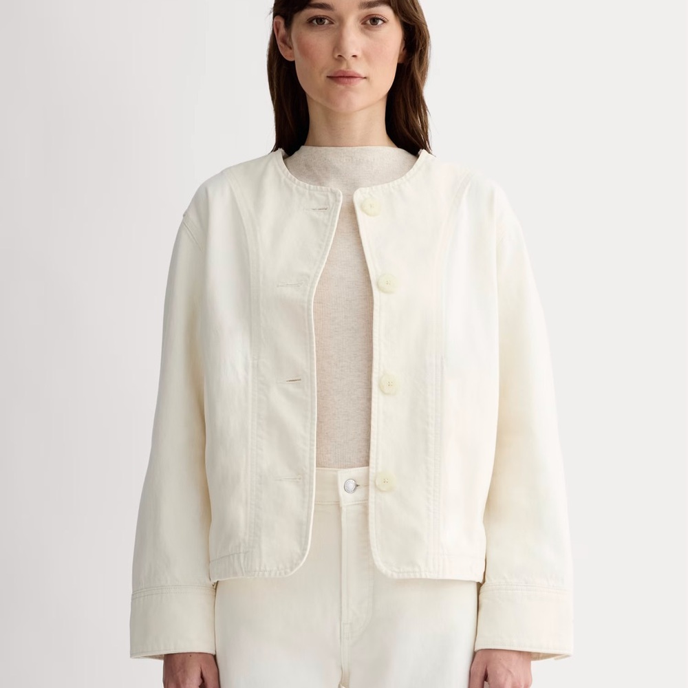 NWT Everlane Calico Ecru Denim Barrel Jacket